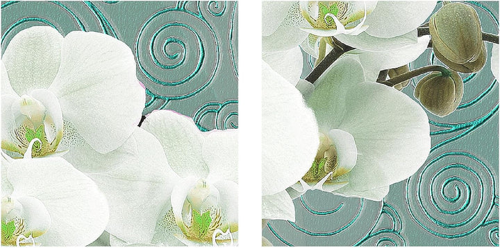 Runa Art Bild Modern Blumen Orchidee - Made in Germany - Wandbilder Abstrakt Türkis Weiss 4 Teilig 2