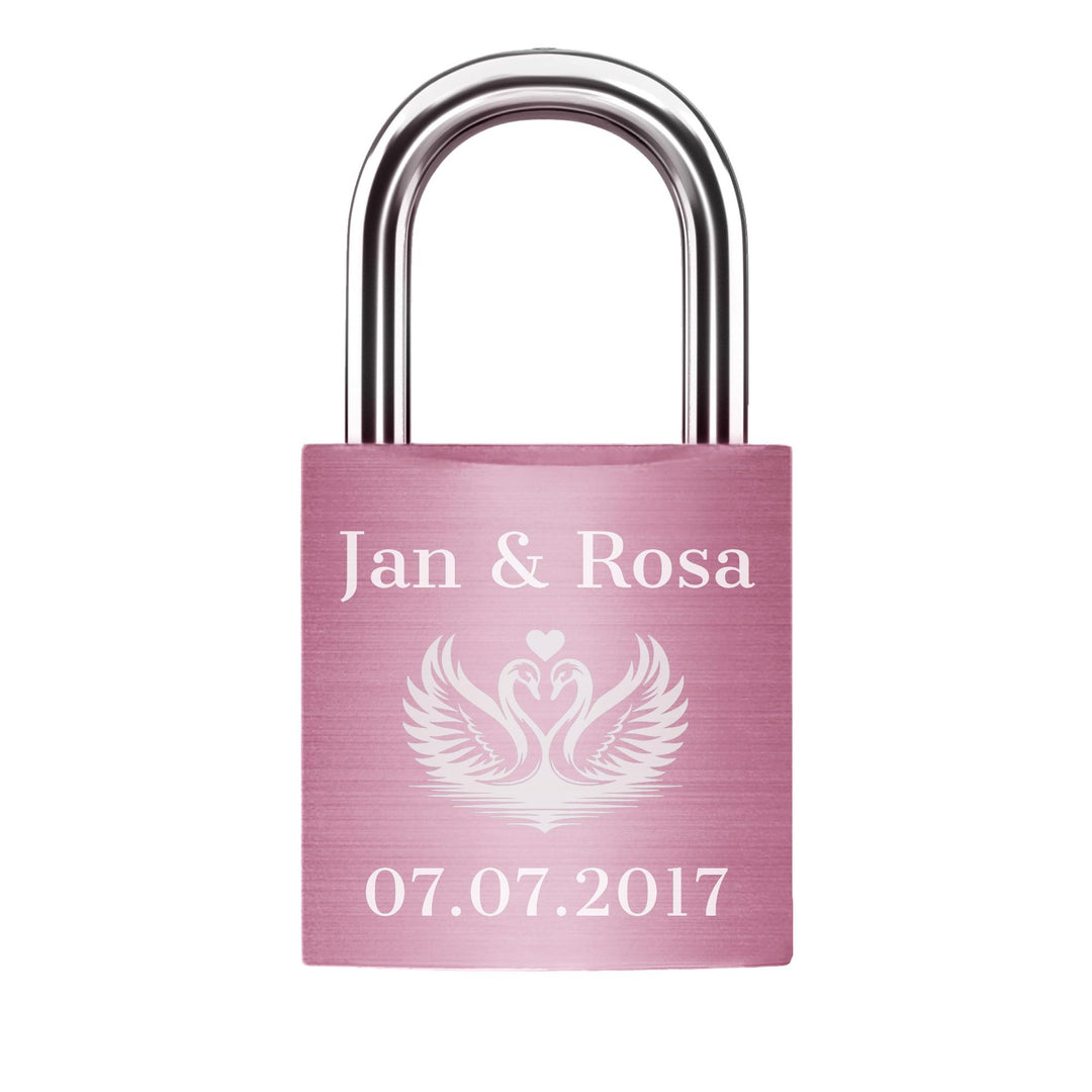 Liebesschloss mit Gravur + 2 Schlüssel - Rosa - frei gestaltbares einzigartiges Liebes Schloss, pers