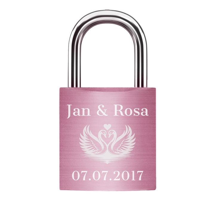 Liebesschloss mit Gravur + 2 Schlüssel - Rosa - frei gestaltbares einzigartiges Liebes Schloss, pers