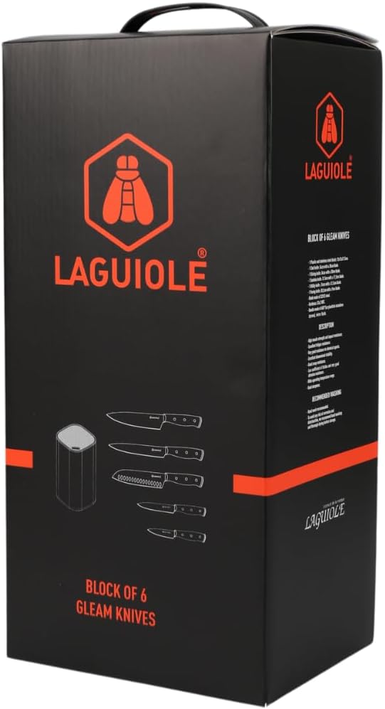 LAGUIOLE, Küchenmesserblock mit 5 Klingen aus 3CR13-Stahl, Gleam-Modell, hochglanzpoliert, modernes