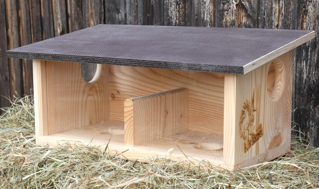 XXXL Eichhörnchen Futterhaus aus hochwertigem Lärchenholz, deutsches Qualitätsprodukt, von Hand gefe
