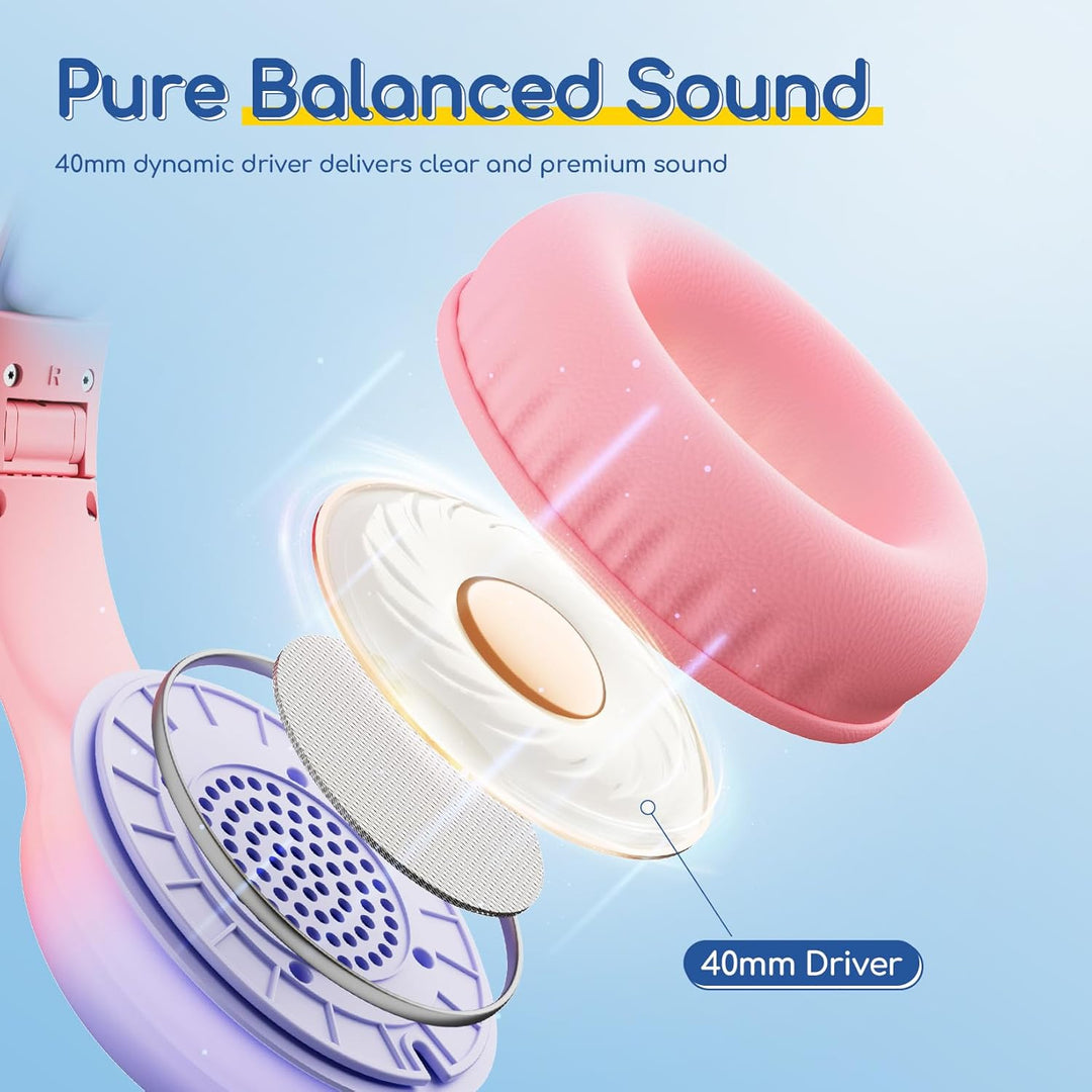 EarFun Kinder Kopfhörer, Kopfhörer Kinder USB C, 85/94dB Lautstärkenbegrenzer, HiFi Klang, faltbar,