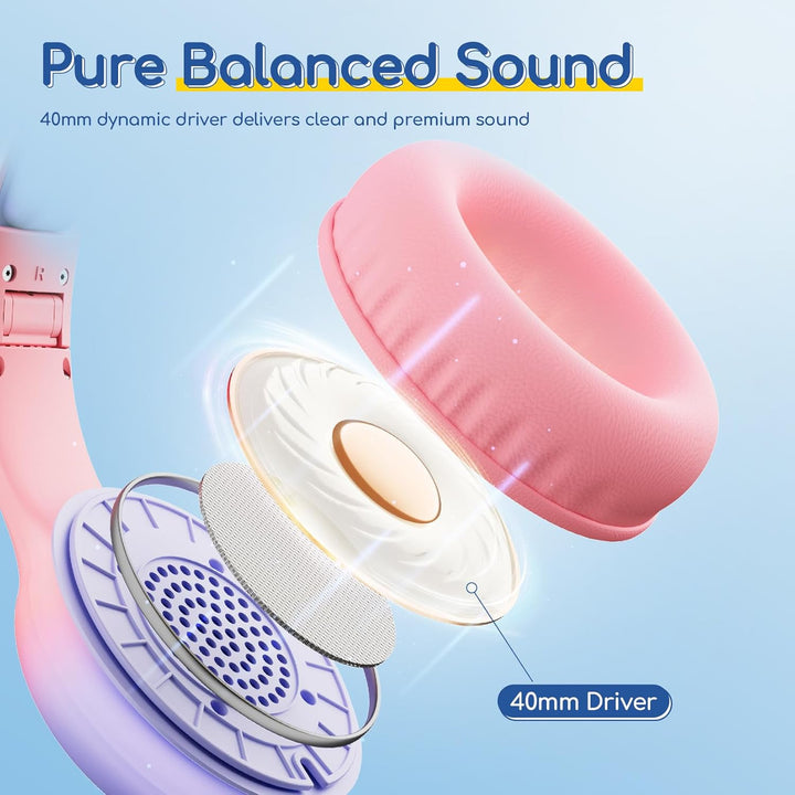EarFun Kinder Kopfhörer, Kopfhörer Kinder USB C, 85/94dB Lautstärkenbegrenzer, HiFi Klang, faltbar,