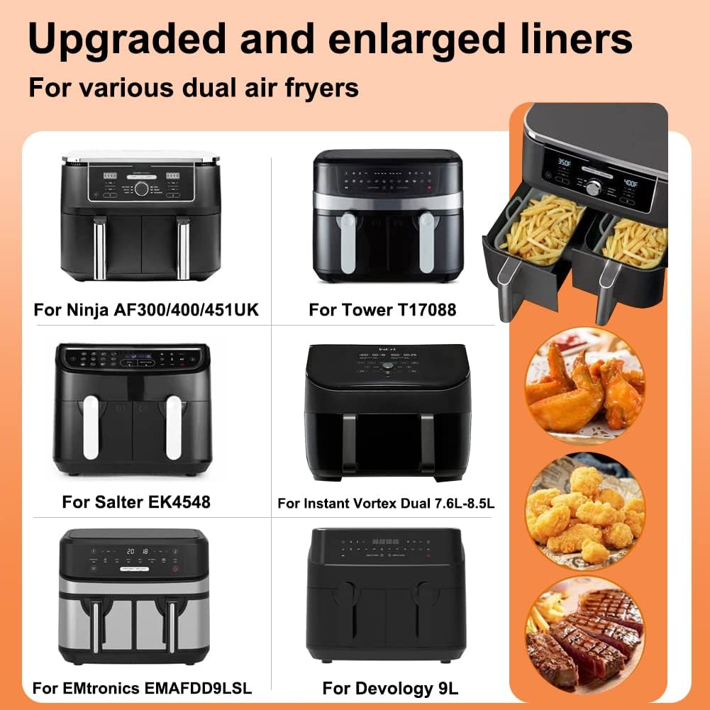 YQL Backpapier für Heissluftfritteuse, 150 Stück Airfryer Backpapier für Ninja AF300EU/ AF400EU/ AF4