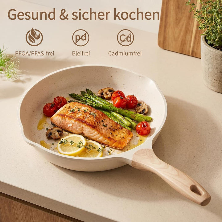 JEETEE Aluminium Bratpfanne 20cm, Pfanne mit Antihaftbeschichtung, Induktion Gas, beschichtete Bratp