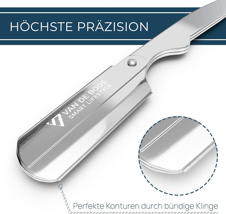 Van De Boos® Rasiermesser-Set mit 100 Derby Wechselklingen - Hochwertiges Edelstahl Bartmesser mit e