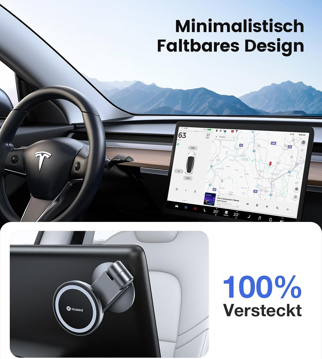 VICSEED Handyhalterung Auto Magnet für Monitor [Faltbar & Versteckt] MagSafe Autohalterung [Stärkste