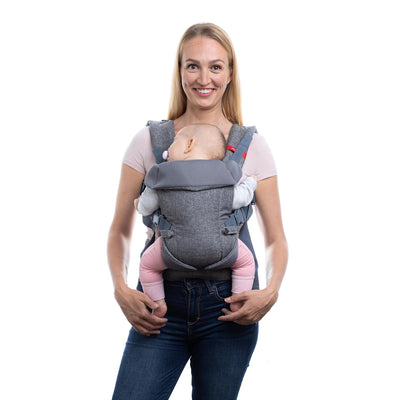 You+Me 4-in-1 Babytrage mit 3D-Cool Mesh – Für Neugeborene ab 3,6kg und Kleinkinder bis 14,5kg Grau,