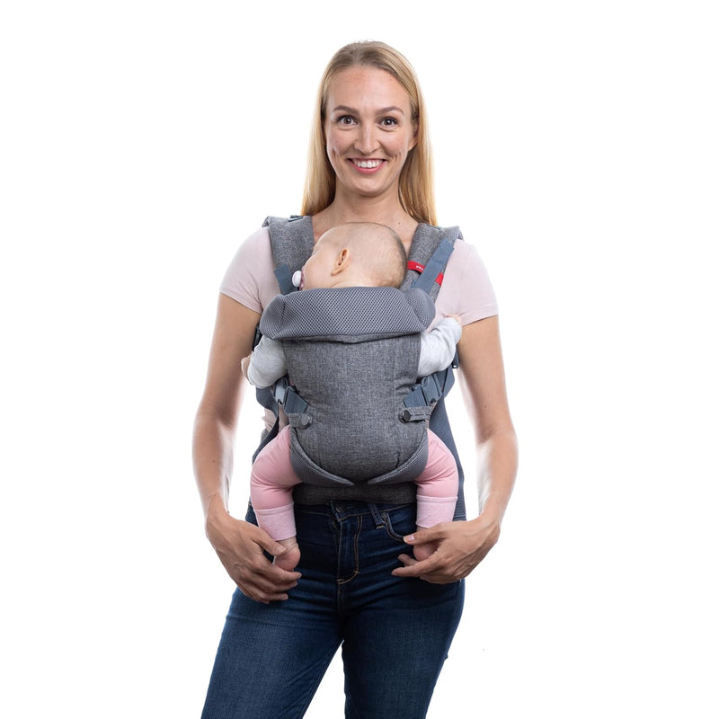You+Me 4-in-1 Babytrage mit 3D-Cool Mesh – Für Neugeborene ab 3,6kg und Kleinkinder bis 14,5kg Grau,