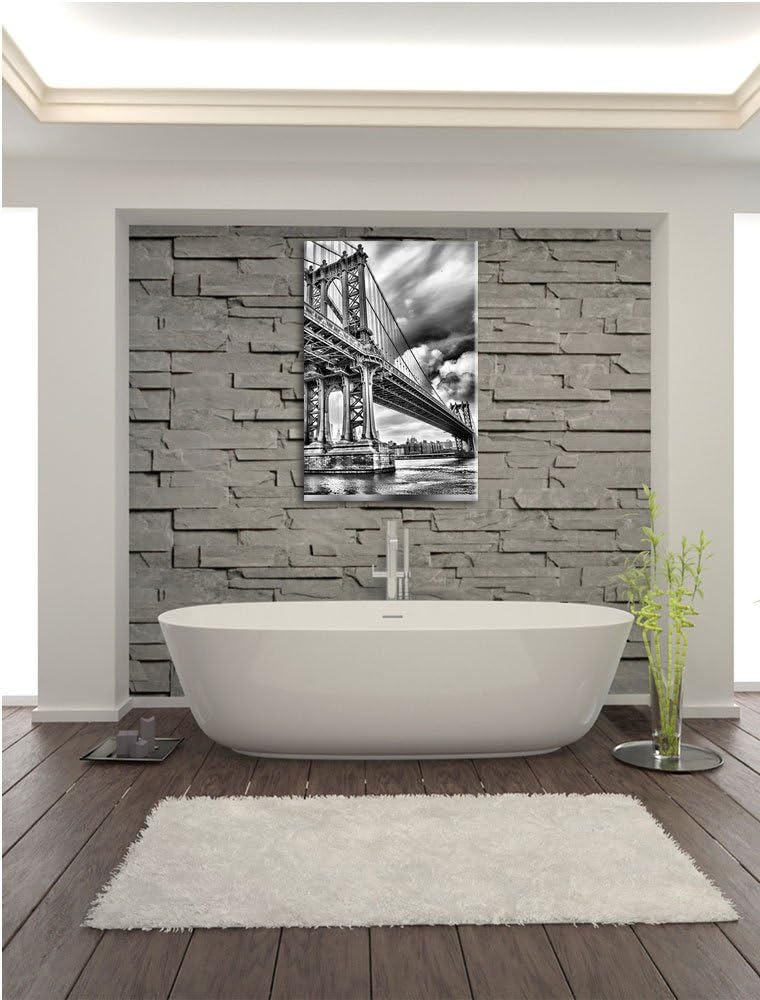 Pixxprint Manhattan Bridge New York / 100x70cm Leinwandbild bespannt auf Holzrahmen/Wandbild Kunstdr