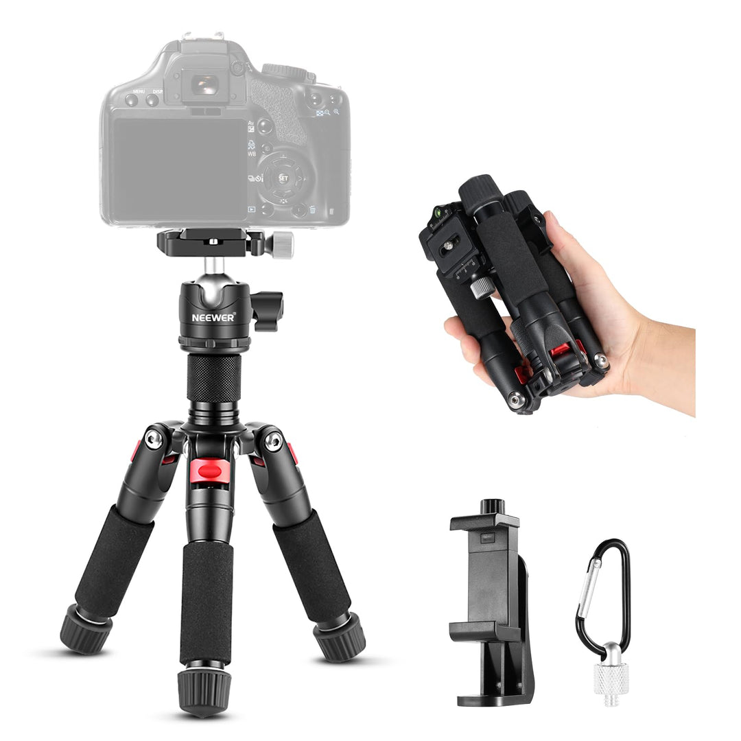 NEEWER Mini Tischstativ mit Smartphone Halter kompatibel mit iPhone & DSLR Kameras für Videoaufnahme