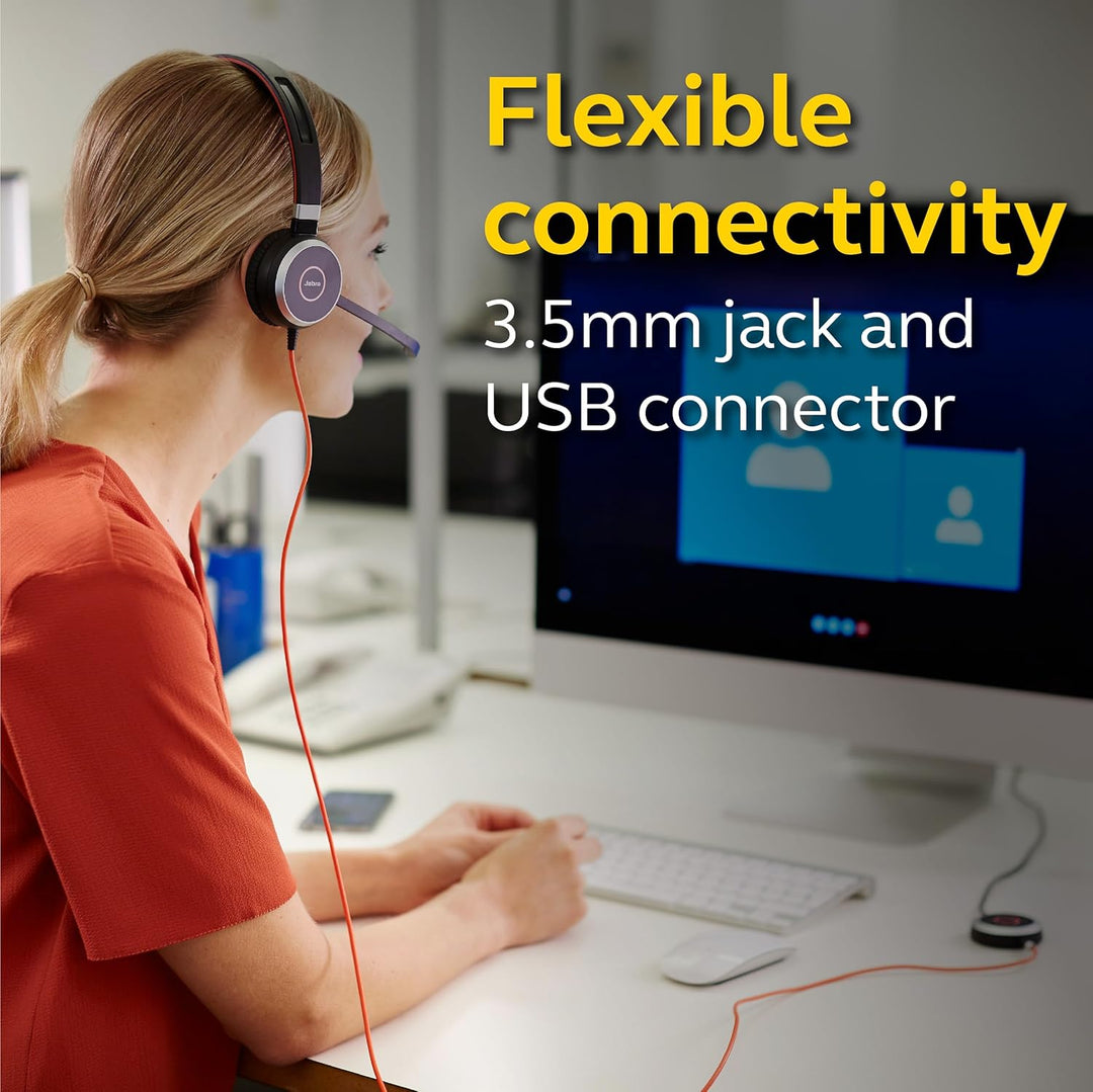 Jabra Evolve 40 MS Mono Headset - Microsoft zertifizierte Kopfhörer für VoIP Softphone mit passivem