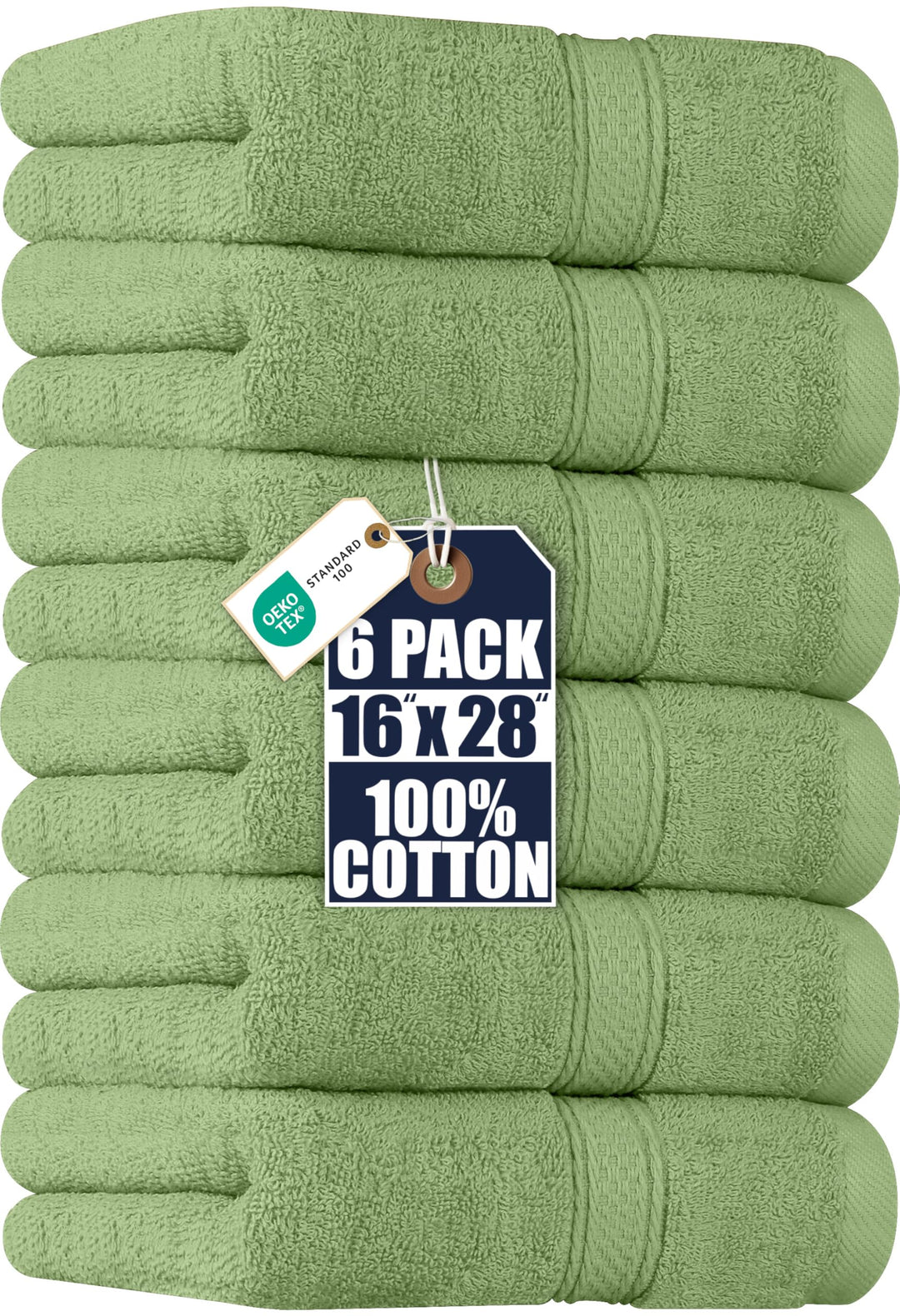 Utopia Towels Handtücher, Baumwolle, 600 g/m², 6 Stück Grün, Grün 41 x 71 cm (6 Hand Towels)