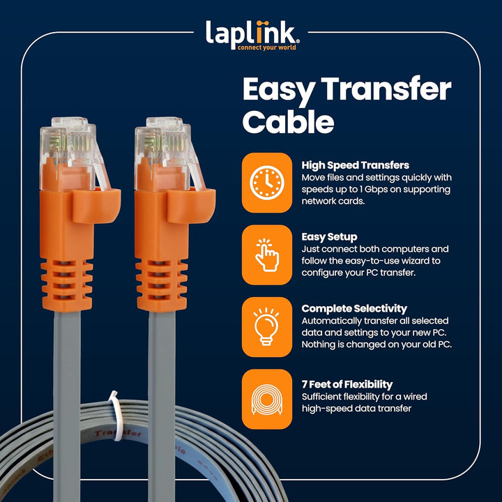 LAPLINK Easy Transfer Ethernet High Speed Kabel & PCmover – 1 Gbps Ethernet Transferkabel inkl. Soft