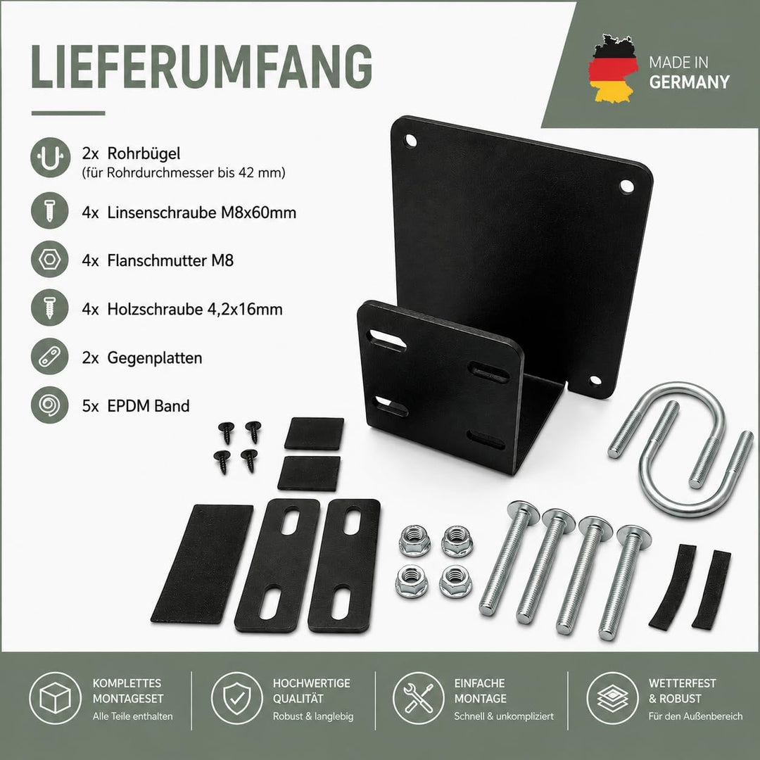 Universeller Balkon-Adapter – stabile Halterung ohne Bohren | Metall, schwarz pulverbeschichtet | Ha