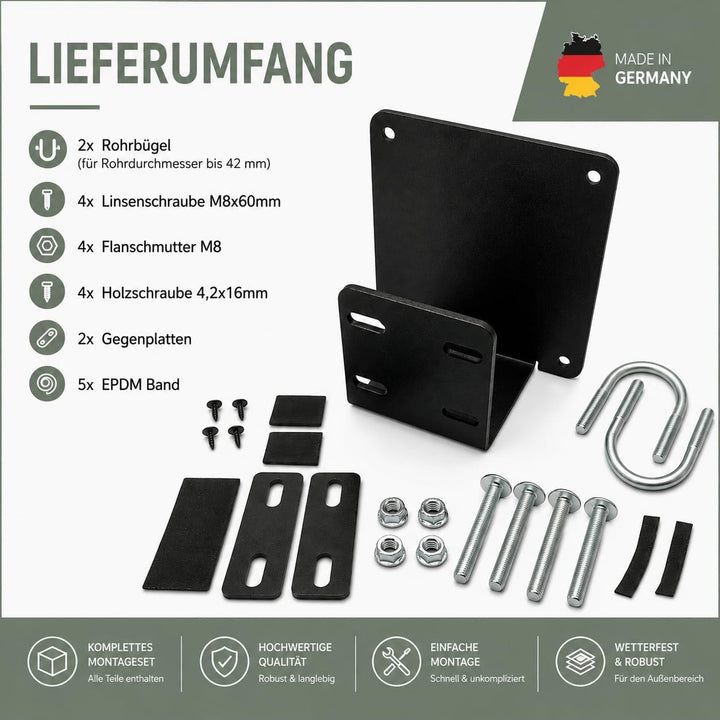 Universeller Balkon-Adapter – stabile Halterung ohne Bohren | Metall, schwarz pulverbeschichtet | Ha