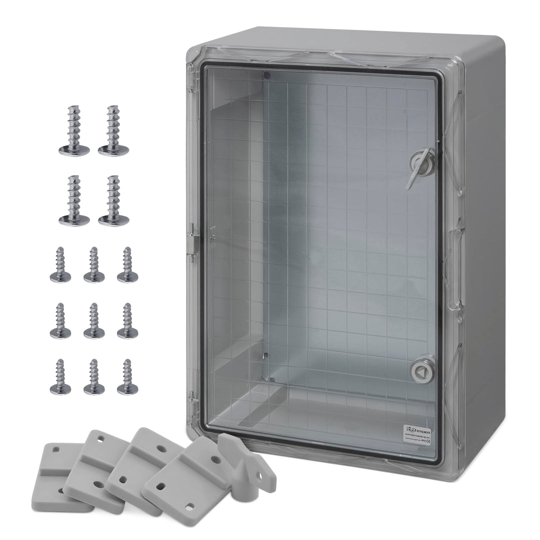 BOXEXPERT® Verteilerkasten aussen wasserdicht [ABS Kunststoff IP65 Gehäuse inkl. Sichttür] grau (Ser
