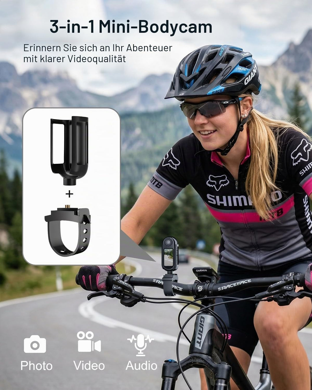 Mini Action Kamera 4K WiFi -128GB tragbare Körperkamera, magnetisches Umhängeband, Daumengrösse, fre