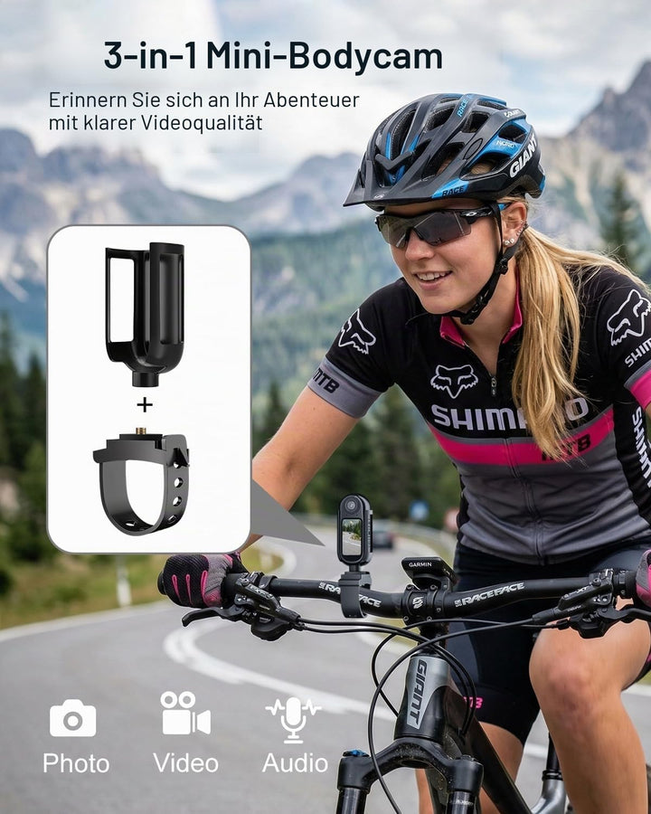 Mini Action Kamera 4K WiFi -128GB tragbare Körperkamera, magnetisches Umhängeband, Daumengrösse, fre