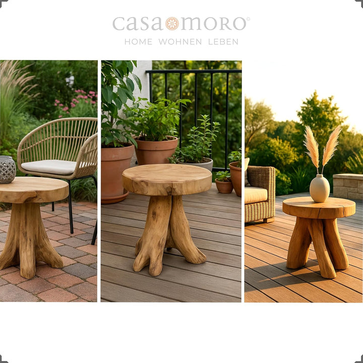 Casa Moro Beistelltisch Pflanzenständer - Couchtisch Wohnzimmertisch Ablagetisch | Wurzelholz Tisch