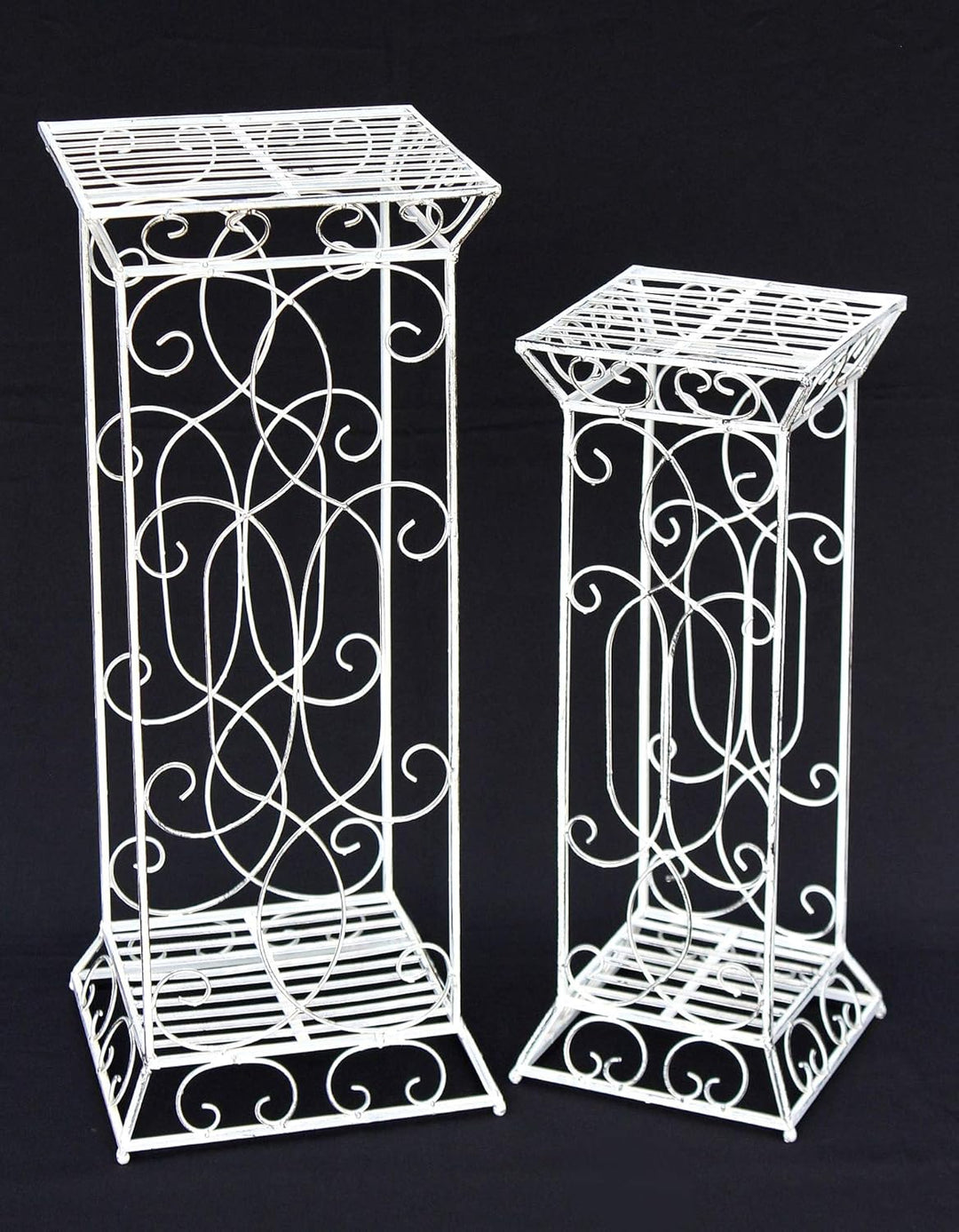 DanDiBo Blumenhocker Metall Weiss Eckig 2er Set 63 cm und 77 cm Blumenständer 20304 Blumensäule