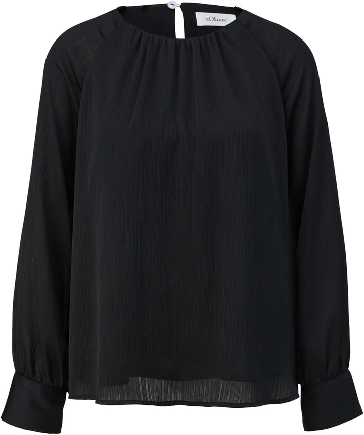 s.Oliver BLACK LABEL Damen Chiffon-Bluse mit Webstruktur, 9999
