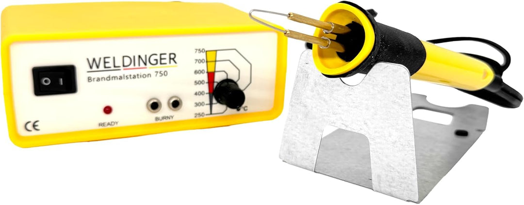 WELDINGER Brandmalstation BS-750 mit Brennspitzenset und Ersatzkolben, Brandmalerei