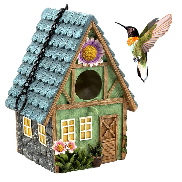 Holz Vogelhaus Nistkasten 21 x 15 x 13cm Mit Dekorativem Holzdach, Haus für Vögel, Vogelhäuschen für