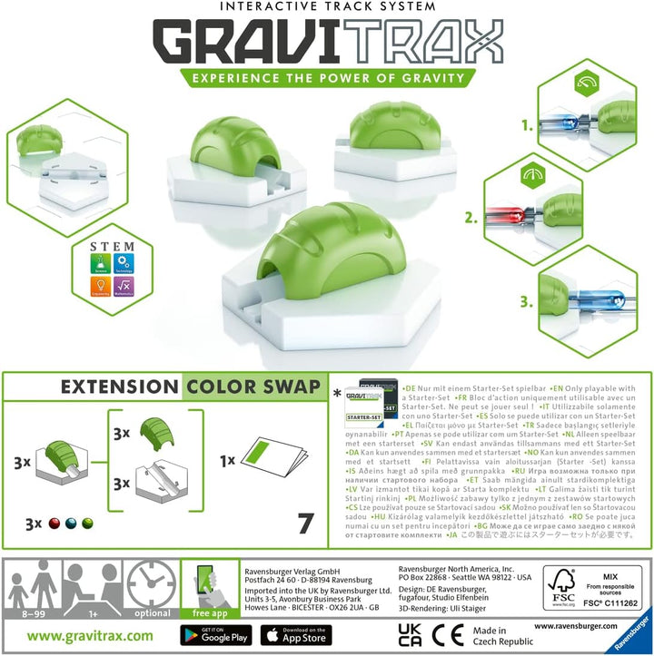 Ravensburger GraviTrax Erweiterung Color Swap - Ideales Zubehör für spektakuläre Kugelbahnen, Konstr