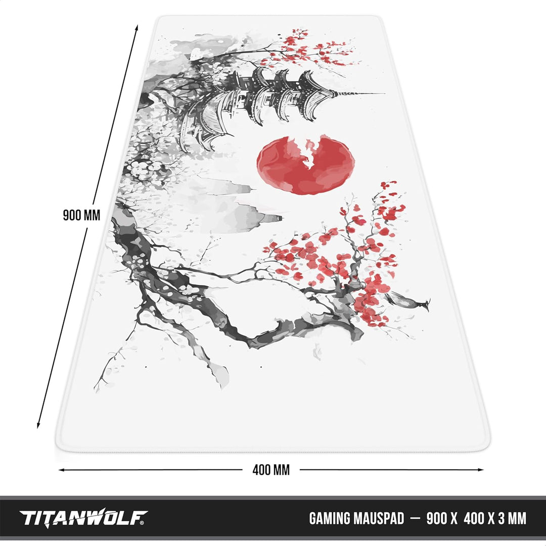 TITANWOLF - XXL Speed Gaming Mauspad 900 x 400mm - XXL Mousepad - Tischunterlage Large Size - verbes