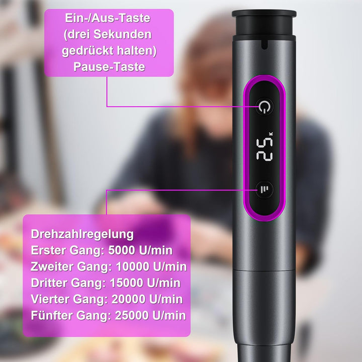 Handbohrer Elektrisch, GuKKK 5-Gang Bohrer Wiederaufladbare Bohrmaschine, Wiederaufladbare DIY Handb