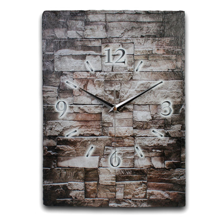 Kreative Feder Designer-Wanduhr aus Stein (Beton) mit flüsterleisem Funkuhrwerk - Stein Mauer