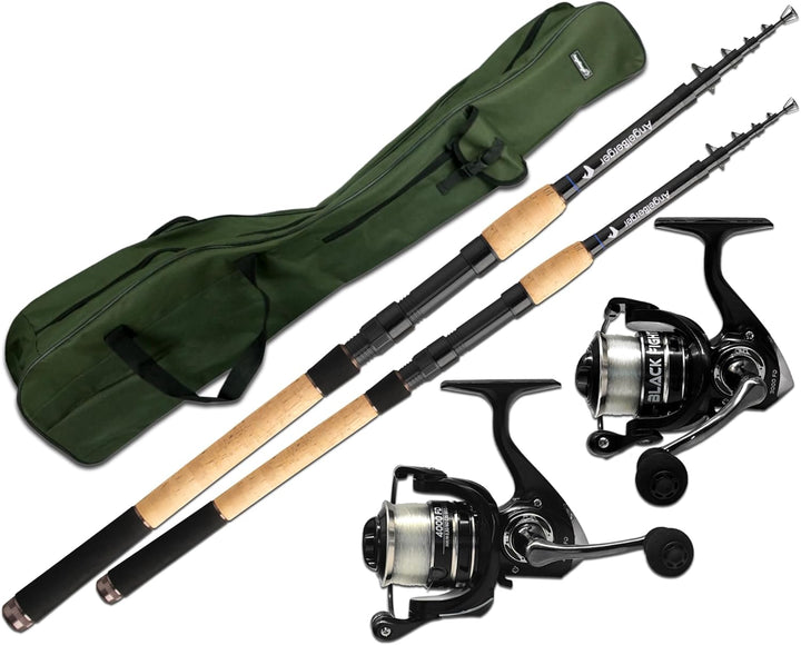 Angel-Berger Angelset Komplettset 2 Teleskopruten Rollen Rutentasche