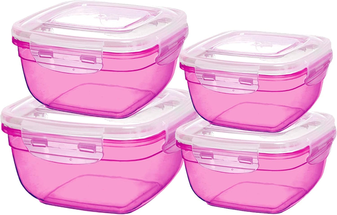 Grizzly 4er Set Frischhaltedosen (0,5L, 0,9L, 1,5L, 2,4L), quadratisch, Kunststoff, 100% luft-/wasse