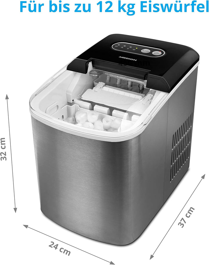MEDION Eiswürfelmaschine (Eiswürfelbereiter, 2,2 Liter Wassertank, kurze Produktionsdauer 6-12 Minut