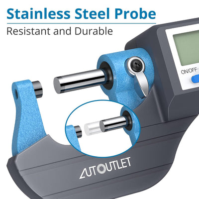 AUTOUTLET Micrometer Digitale Bügelmessschraube 0-25mm/ 0.001mm, Hohe Präzision LCD Digitale Mikrome