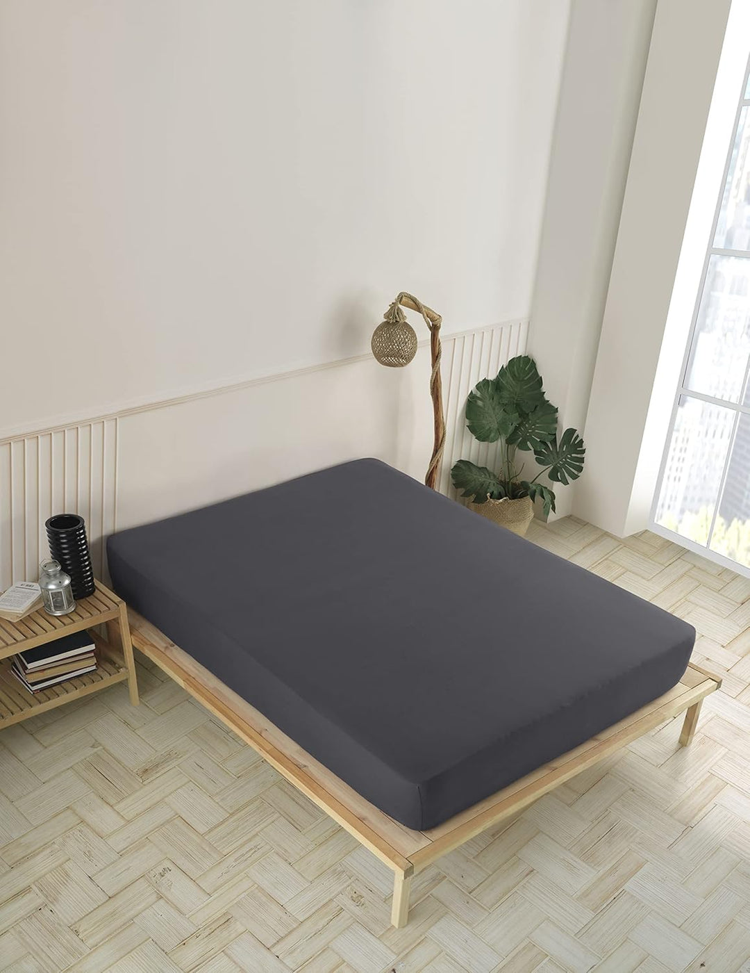 Vency Premium Jersey Spannbettlaken 180x200cm Anthrazit - Spannbetttuch 100% Baumwolle, Bettlaken 18