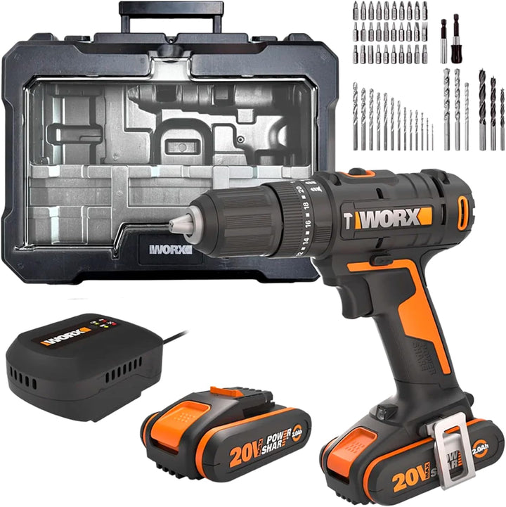 WORX WX370.2 Akku Schlagbohrschrauber 20V, 50Nm, 2-Gang-Getriebe, zum Schrauben, Bohren & Schlagbohr