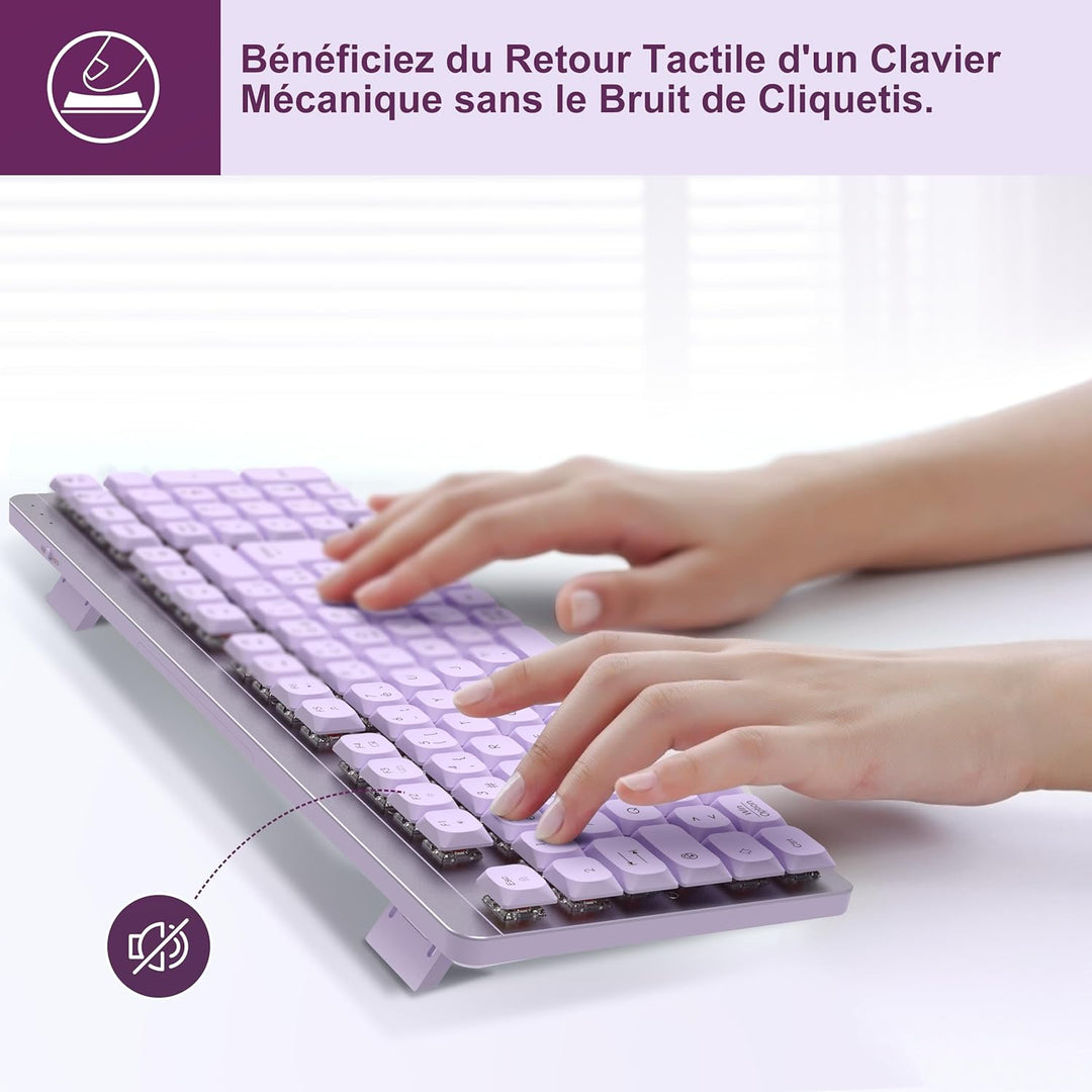 LeadsaiL Mechanische Tastatur, kabellos, FA98 Low Profile, Tastatur und Maus mit rotem Schalter, fra