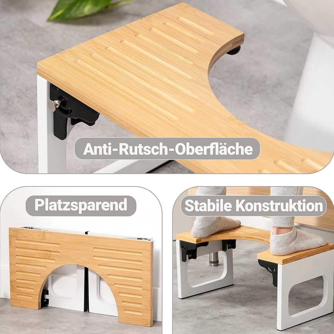 BENKSTEIN Toilettenhocker Erwachsene - Toilettenhocker Holz - Klohocker Toiletten Hocker - WC Hocker