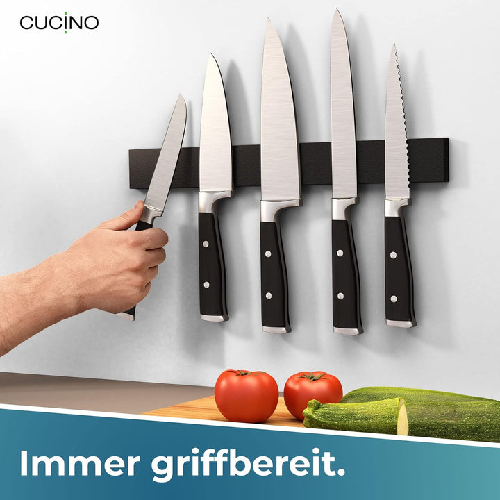 Cucino Magnetleiste Messer mit extra starkem Magnet - Vergleichssieger 2022 - Einfache Montage mit 3