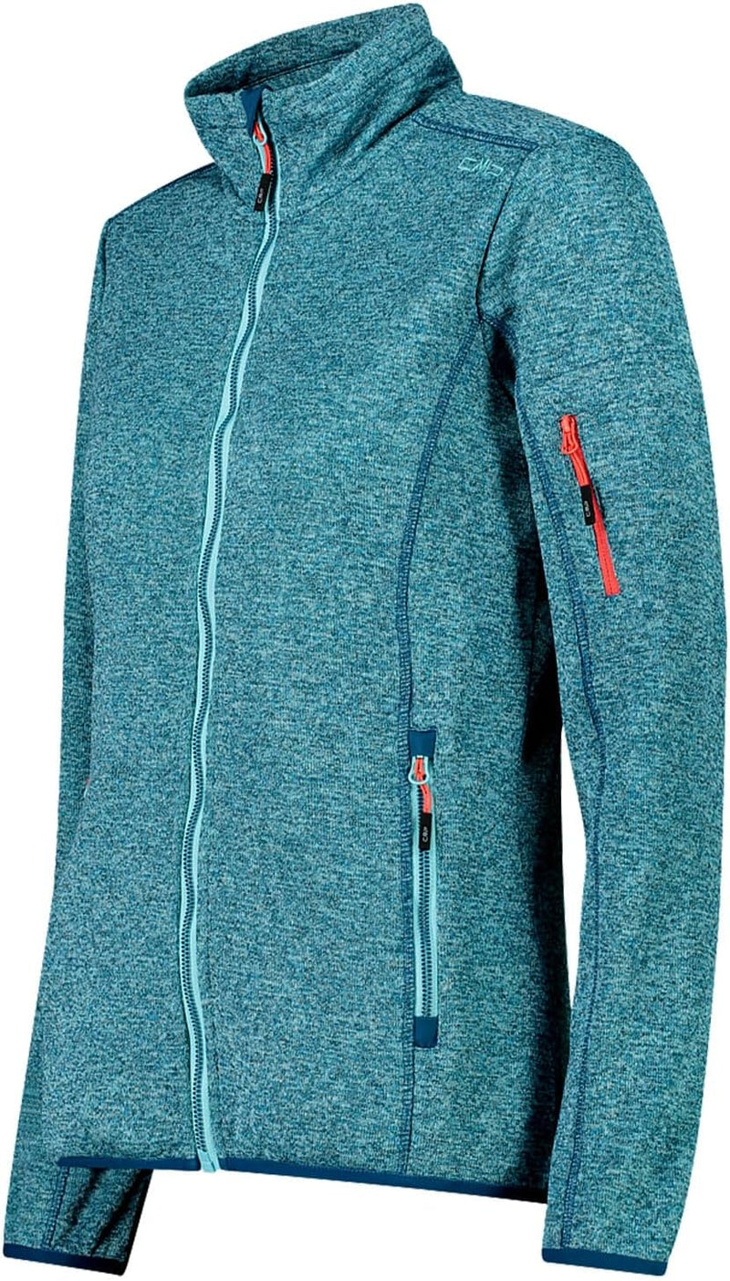 CMP Damen Lightweight Knitted Fleece Jacket With Mesh WOMAN JACKET 36 Acqua-darker, 36 Acqua-darker