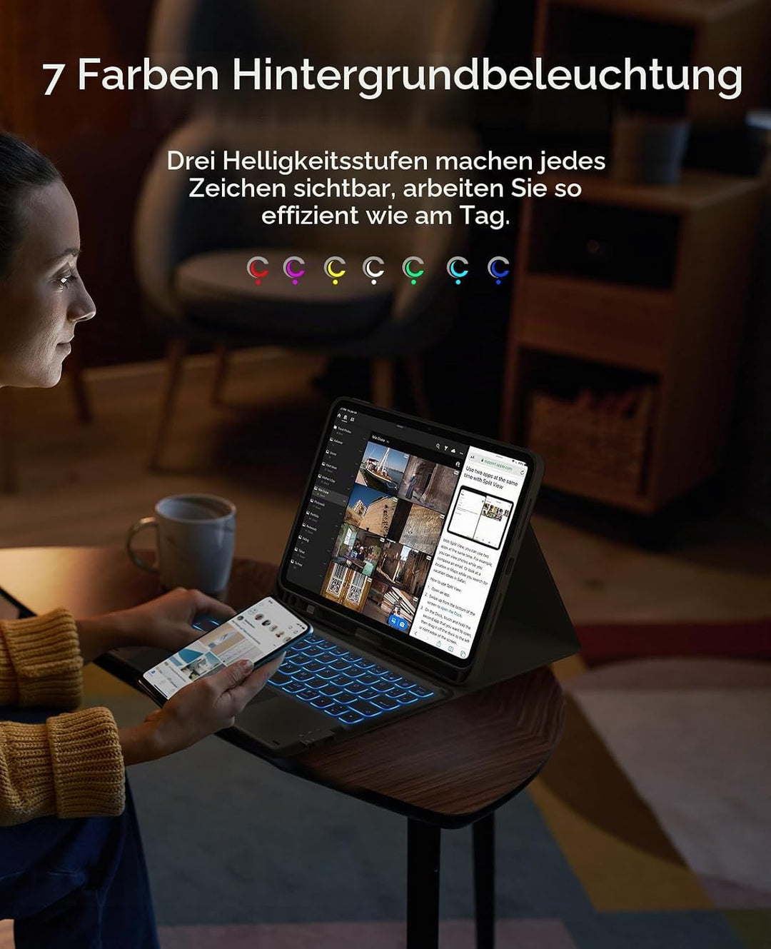 Earto Nur für iPad Pro 2024 Hülle mit Tastatur 11 Zoll, Multi Touch Trackpad, 19 mm Breites Tastenka