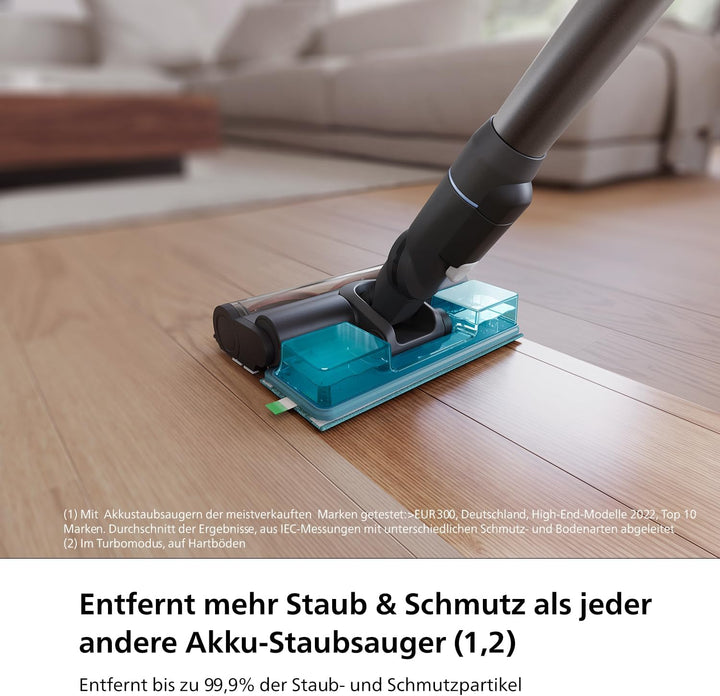 Philips kabelloser Akku-Staubsauger Aqua 7000 Serie, Digitaler Motor, PowerCyclone 12, Mit LED-Leuch