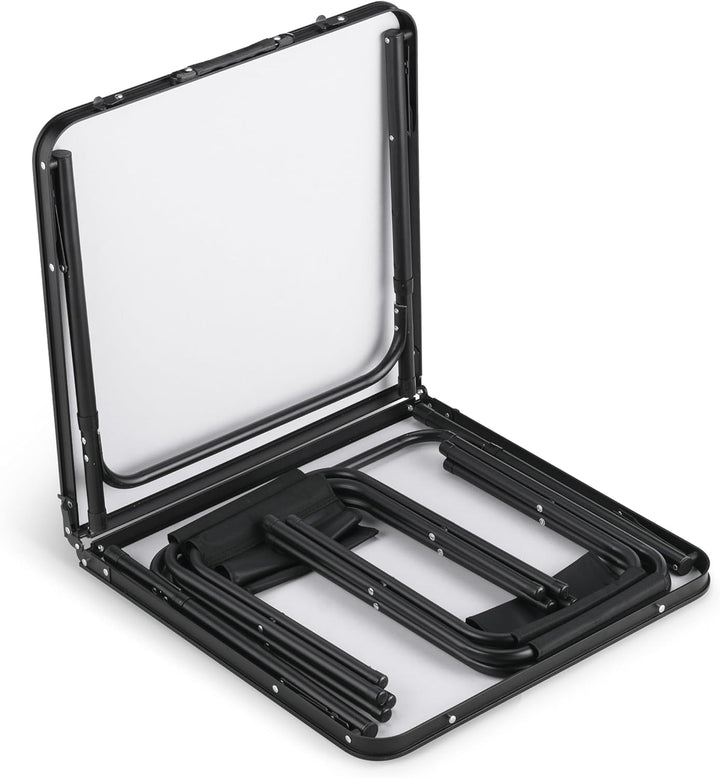 Campingtisch mit 4 stühlen, Verstellbare Höhe Tragbarer Klappbar Grilltisch 120 x 60 cm mit Tragegri
