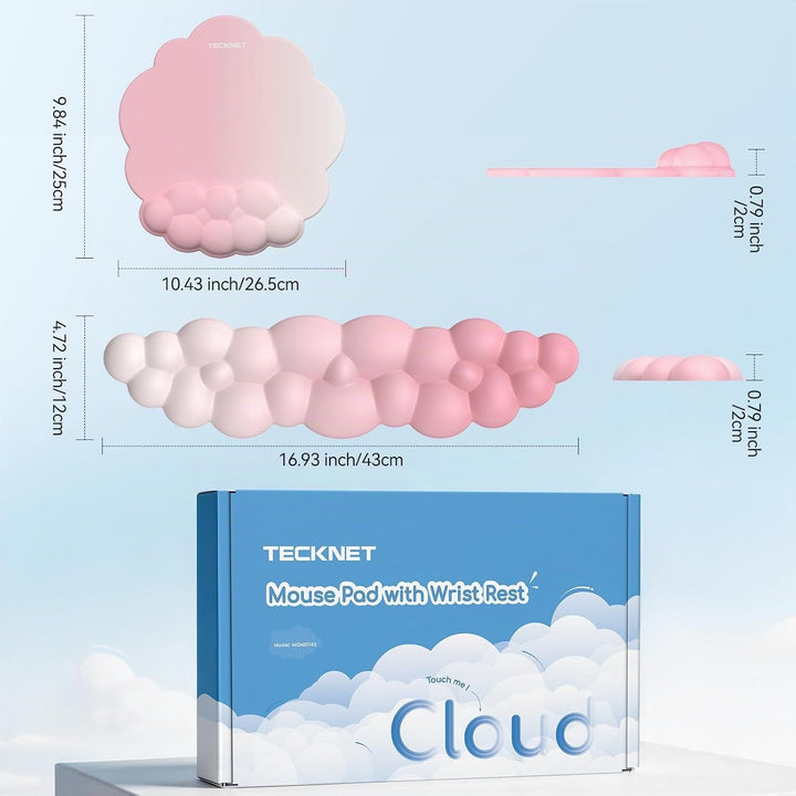TECKNET Wolke Handballenauflage Tastatur, Mauspad mit Handauflage, Ergonomische Handauflage Tastatur