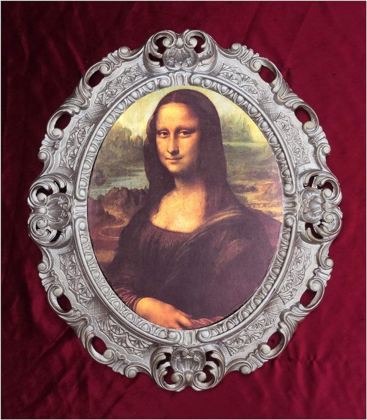 Mona Lisa Bild mit Barock Rahmen Wandbild von Leonardo da Vinci 45x38 cm Oval Kunstdrucke Gemälde Re