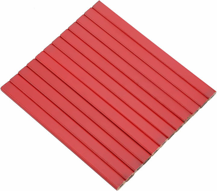 72Pcs 175mm Red Carpenter Pencil Achteckige Hartholz Markierung Bleistifte