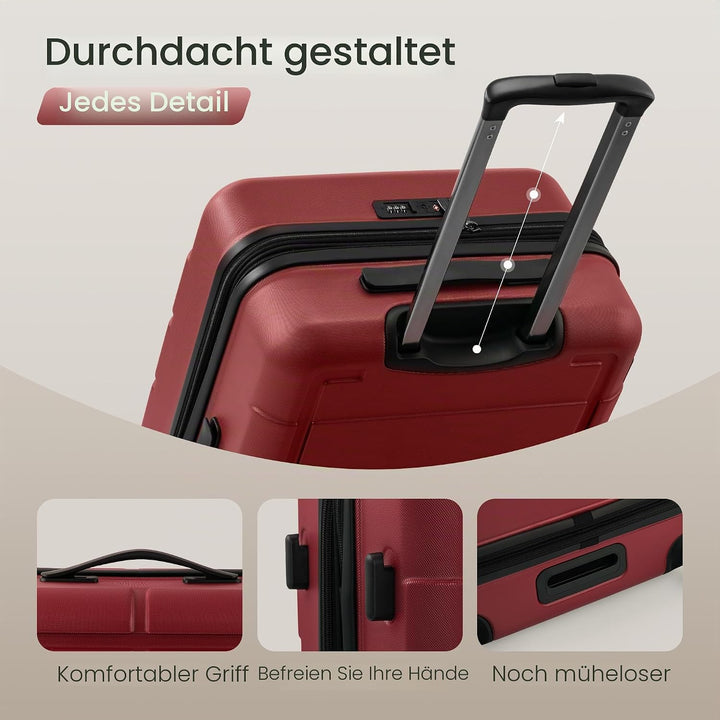 SHOWKOO Kofferset 3 Teilig Hartschale Leicht ABS+PC Erweiterbar Reisekoffer Haltbar Trolley Handgepä