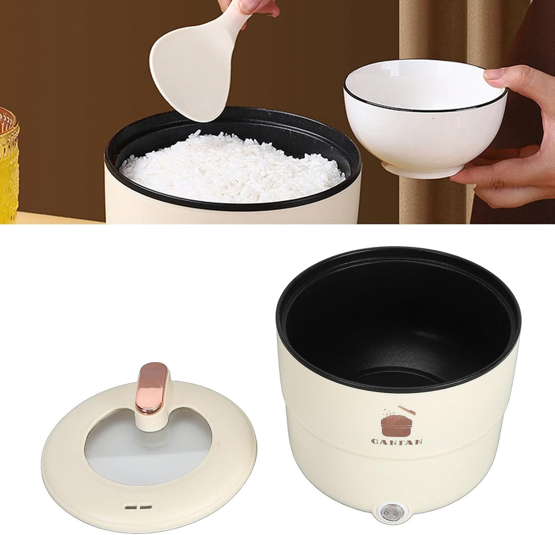 Reiskocher Klein Elektrischer, 1.8L 450W Multifunktionaler Doppelschicht-Elektrokochtopf Mini Rice C